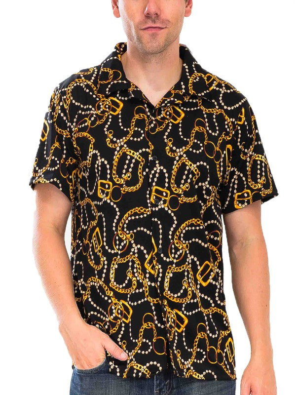 Weston String Bead Print Short Sleeve Shirt