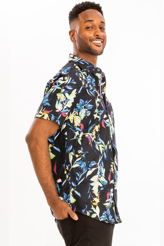 Christopher Hawaiian Print Button Down Shirt