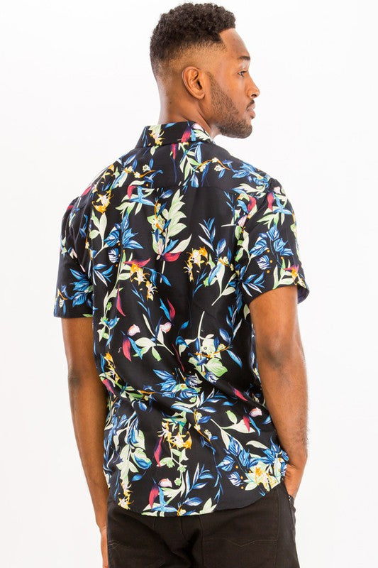 Christopher Hawaiian Print Button Down Shirt