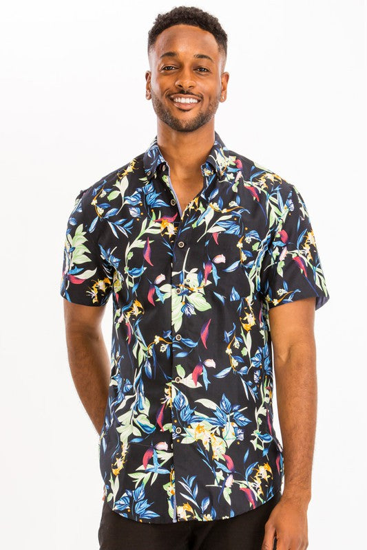 Christopher Hawaiian Print Button Down Shirt