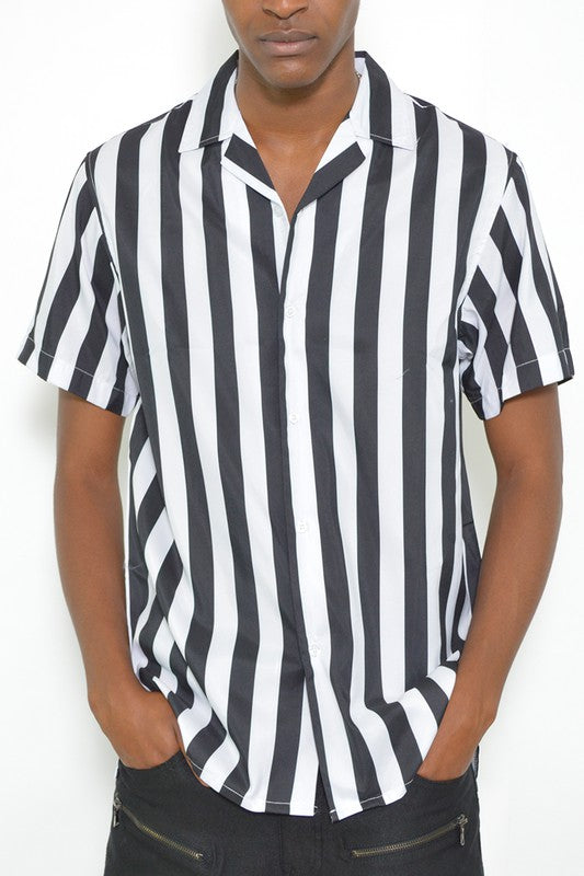 Wesley Short Sleeve Striped Button Down Shirt