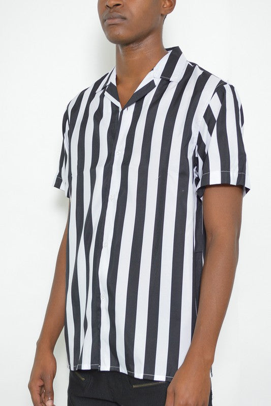 Wesley Short Sleeve Striped Button Down Shirt