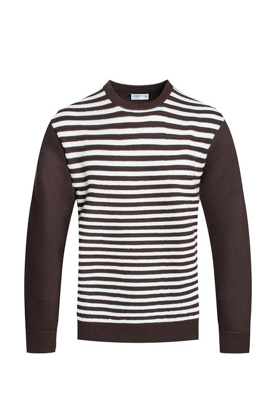 Hudson Knitted Round Neck Striped Sweater