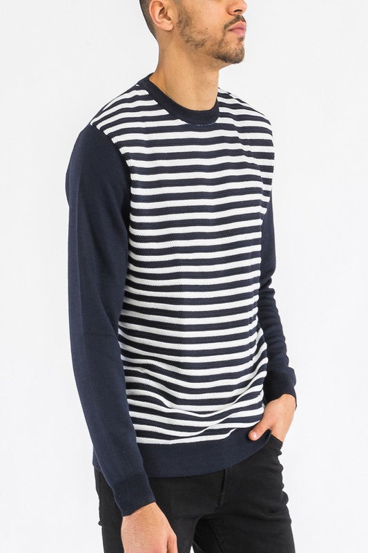 Hudson Knitted Round Neck Striped Sweater