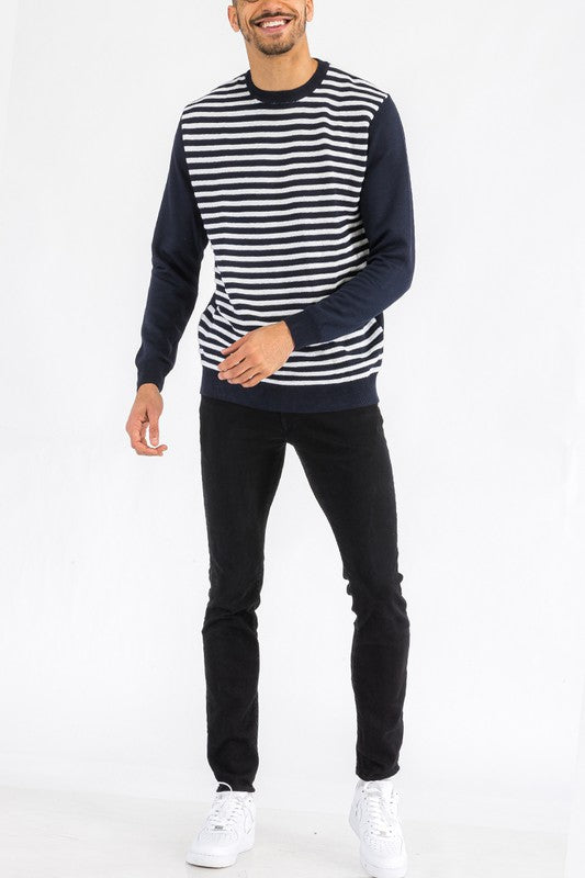 Hudson Knitted Round Neck Striped Sweater