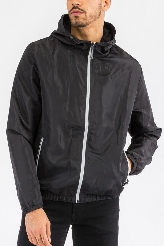 Julian Solid Hooded Lightweight Windbreaker Jacket