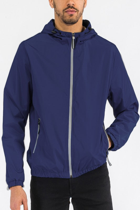 Julian Solid Hooded Lightweight Windbreaker Jacket