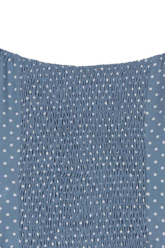 Stella Ruched polka dot crop top with puff sleeves